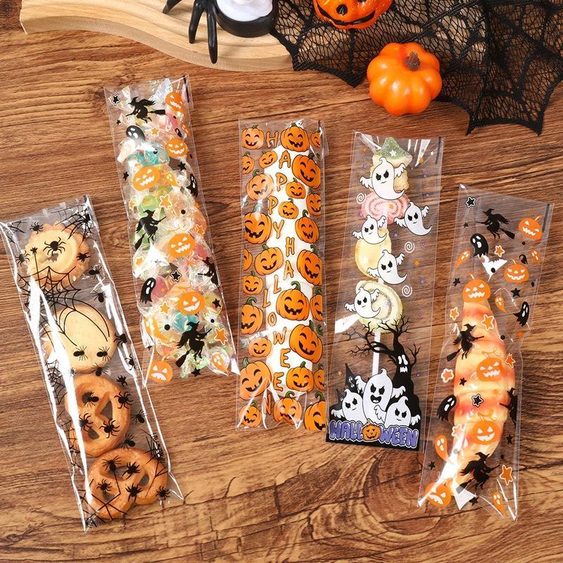 Food & Snacks Colouring Book - 50/100Pcs Halloween Self Adhesive Bags Pumpkin