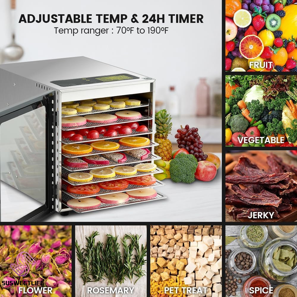 Large Capacity 8-Tray Food Deh - đánh giá và giá Healthy Snacks Food